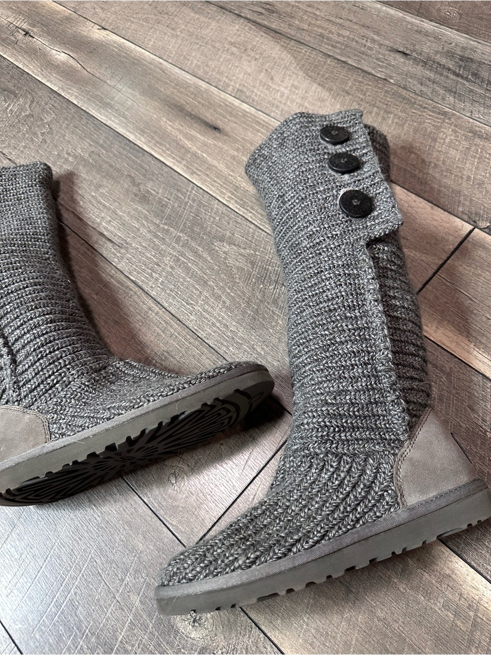 UGG Australia Grey Sweater Button Down Boots - Picture 4 of 8